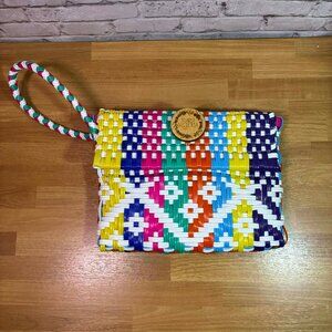 MARIA VICTORIA Handcrafted Bright Multicolor PVC Clutch Bag